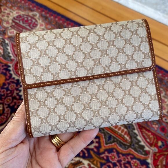 Celine Handbags - Celine Macadam Canvas & Leather Tri-Fold Wallet